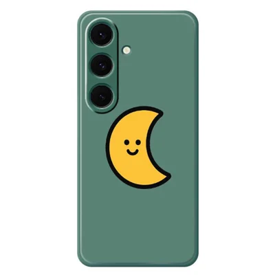For Samsung Galaxy S24 FE Case Yellow Moon Pattern Printing Straight Edge TPU Phone Back Cover - Green