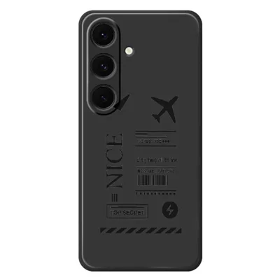 For Samsung Galaxy S24 FE Case Boarding Ticket Pattern Printing Straight Edge TPU Phone Back Cover - Black