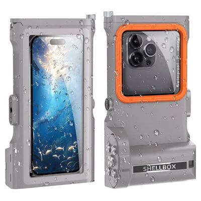 SHELLBOX Pro Gen 3 Waterproof Case for iPhone 16 Pro Max X XR XS Max/Samsung Galaxy S25 Ultra Bluetooth-Compatible 15m Diving Shell - Grey