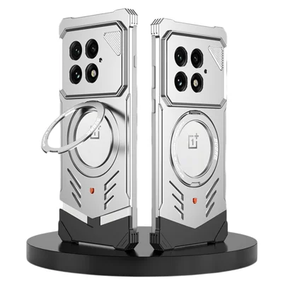 DYONG For OnePlus 13 Metal Case Frameless Hollow Heat Dissipation Phone Cover with Kickstand - Silver