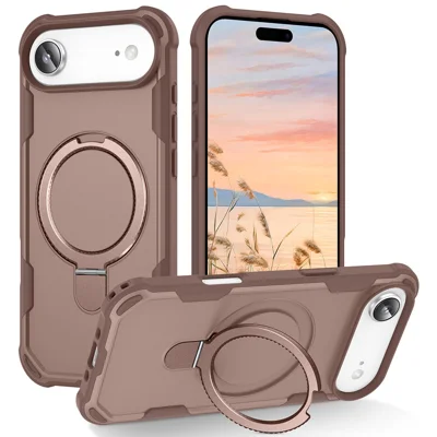 For iPhone Air Case Compatible with MagSafe Kickstand TPU + PC Shockproof Phone Back Cover - Gold