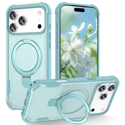 Voor iPhone 17 Pro-hoesje compatibel met MagSafe staander TPU + PC stootvaste telefoon achterkant - Hemelsblauw