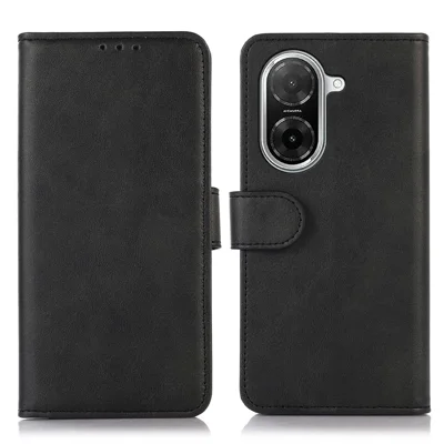 Obudowa do Xiaomi Poco C71 4G / Redmi A5 4G (171,7 mm) z kieszenią na pieniądze i karty, z krowiej skóry, z funkcją podpórki - Czarny