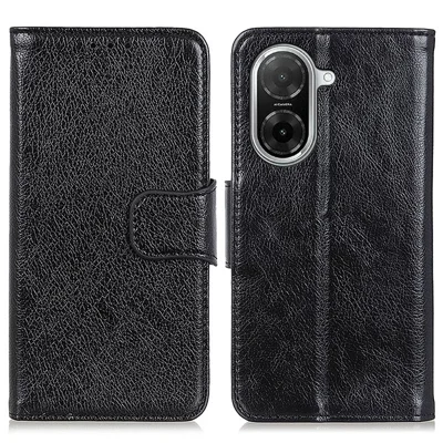 For Xiaomi Poco C71 4G / Redmi A5 4G (171.7mm) Case Nappa Texture Split Leather Wallet Phone Cover - Black