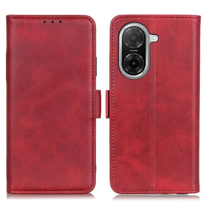 For Xiaomi Redmi A5 4G (171.7mm) Case Stand Cowhide Texture PU Leather Phone Cover - Red