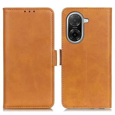 For Xiaomi Redmi A5 NFC (EU) (173.45mm) Case Stand Cowhide Texture PU Leather Phone Cover - Yellow