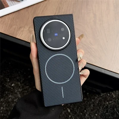 For vivo X Fold5 5G Magnetic Case Carbon Fiber Texture Folding Phone Cover - Blue