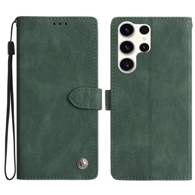 For Samsung Galaxy S24 Ultra Leather Case Solid Color Phone Wallet Cover - Green