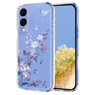 For Samsung Galaxy S25 Edge Case Butterfly Floral Pattern Printing TPU Phone Back Cover - Violets