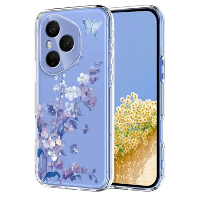 For Honor 400 Pro 5G (Global) Case Butterfly Floral Pattern Printing TPU Phone Back Cover - Violets