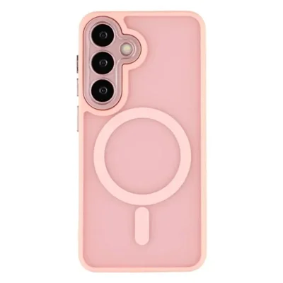 For Samsung Galaxy S25 FE Bagdæksel Kompatibel med MagSafe WANLONFENG QB1 Serie PC TPU Stødfast Telefondæksel - Pink