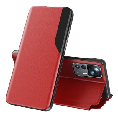 For Xiaomi 12T 5G / 12T Pro 5G / Redmi K50 Ultra 5G Phone Case Folio Flip PU Leather Stand Cover - Red