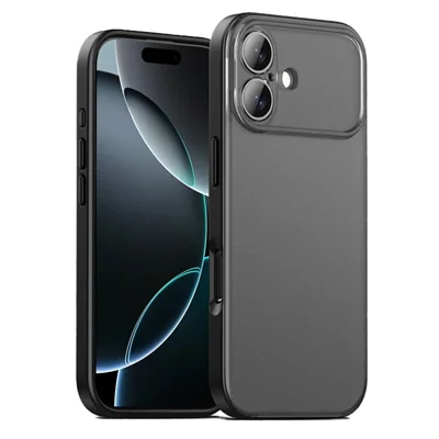 IPAKY til iPhone 17 Skærmhylster Skockabsorberende PC+TPU Matttелефонdæksel - Sort