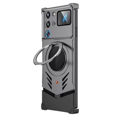 DYONG For ZTE nubia Red Magic 10 Pro 5G / 10 Pro+ 5G Metal Case Frameless Hollow Heat Dissipation Phone Cover with Kickstand - Tarnish