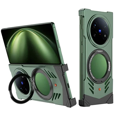 DYONG For vivo X Fold5 5G Metal Case Frameless Hollow Heat Dissipation Phone Cover with Kickstand - Green