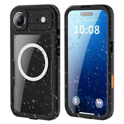 REDPEPPER Pour iPhone Air IP68 Étui Étanche Dos Transparent Housse de Téléphone Compatible avec MagSafe - Noir