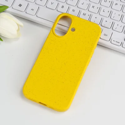 For iPhone 17 Phone Case Wheat Straw + TPU Matte Mobile Phone Back Cover - Yellow