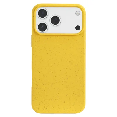 For iPhone 17 Pro Max Phone Case Wheat Straw + TPU Matte Mobile Phone Back Cover - Yellow