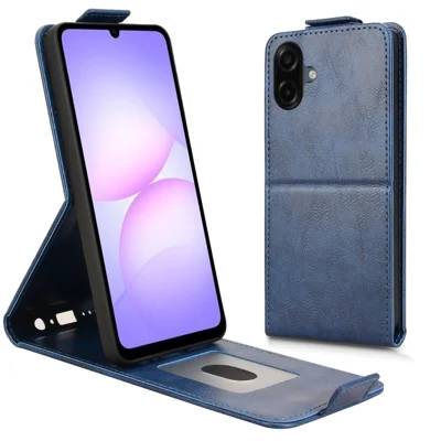 For Samsung Galaxy A08 5G / A08 4G / A07 5G / A07 4G Stand Case Magnetic Clasp Vertical Flip Leather Phone Cover with Card Holder - Dark Blue