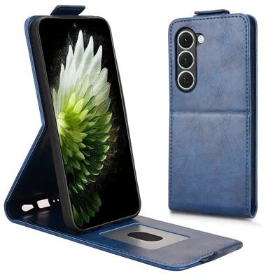 For TECNO Spark 40 Pro 4G Stand Case Magnetic Clasp Vertical Flip Leather Phone Cover with Card Holder - Dark Blue