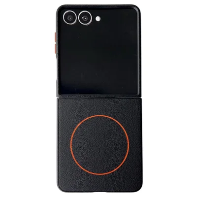 For Samsung Galaxy Z Flip7 5G Magnetic Case Leather + PC Phone Cover - Black