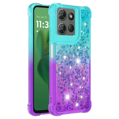 For Motorola Moto G Power (2026) 5G / G Power (2025) / Motorola Moto G Play (2025) 5G TPU Case Gradient Quicksand Phone Back Cover - Sky Blue+Purple