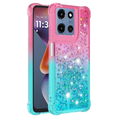For Motorola Moto G 5G (2026) / G Play 5G (2026) / G 5G (2025) TPU Case Gradient Quicksand Phone Back Cover - Pink+Sky Blue