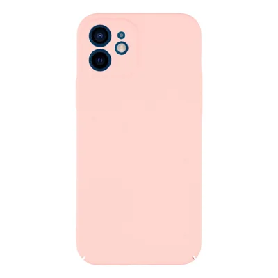 For iPhone 12 Case Skin-Touch Rubberized Hard PC Phone Cover - Pink