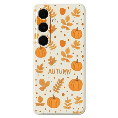 Samsung Galaxy S25+ hoesje met herfstthema Patroonbedrukking Rechte rand TPU telefoonhoes - Beige