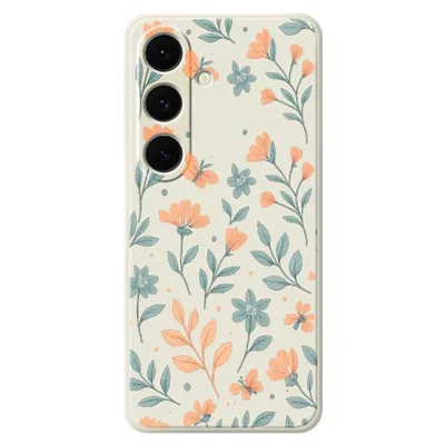 Samsung Galaxy S25+ hoesje met gele bloemenpatroon Rechte rand TPU telefoonhoes - Beige