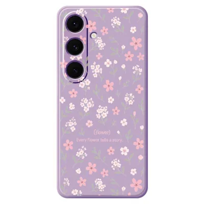 Samsung Galaxy S25+ hoesje met kleine bloemenpatroon Rechte rand TPU telefoonhoes - Paars