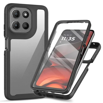Clear Case for Motorola Moto G56 5G PC + TPU Phone Back Cover with PET Screen Film - Black