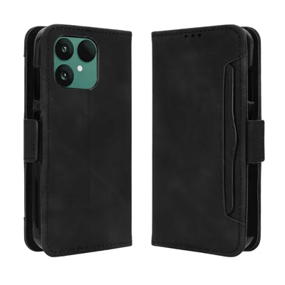 Leerhoesje voor Fairphone 6 met portemonnee en meerdere kaarthouders - Zwart