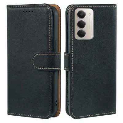 For Xiaomi Redmi 15 5G (Global) (169mm) Case RFID Blocking Wallet Litchi Texture Leather Phone Cover Magnetic Clasp - Black