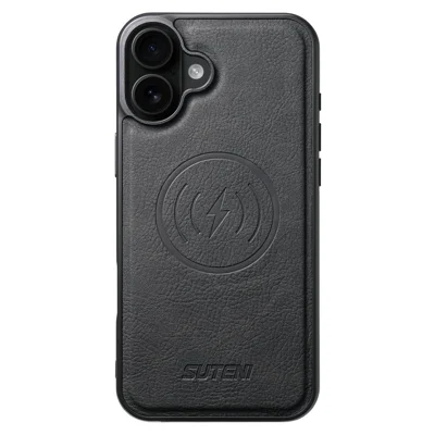SUTENI G5 For iPhone 17 Case Compatible with MagSafe Litchi Texture Leather Back Cover - Black
