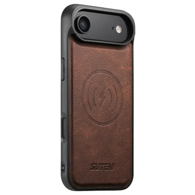 SUTENI G5 For iPhone Air Case Compatible with MagSafe Litchi Texture Leather Back Cover - Brown