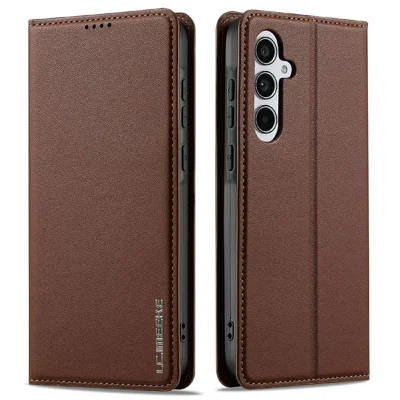 LC.IMEEKE L1 Series til Samsung Galaxy S25 FE Case PU Læder Wallet Stående Beskyttende Telefoncover - Brun