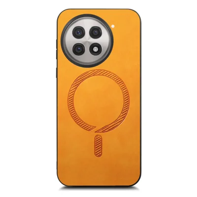 For OnePlus 13R 5G Leather Back Magnetic Case Skin-touch Phone Cover - Yellow