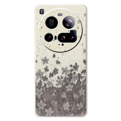 Xiaomi 15 Ultra-hoesje met grijze bloemenpatroon Rechte rand TPU-telefoonhoesje - Beige