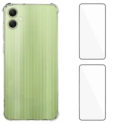 WANLONFENG For Samsung Galaxy A08 4G / A07 4G TPU Case  WL3 Series 1.5mm Phone Cover with 2Pcs Tempered Glass Films - Transparent