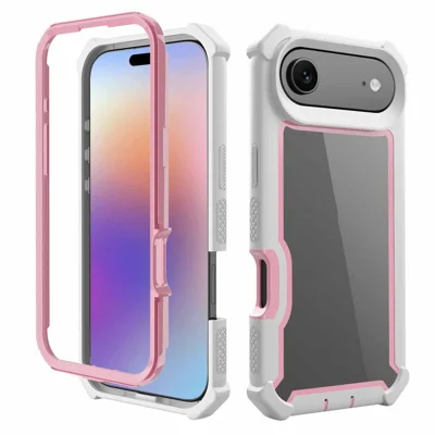 Til iPhone Air Case Clear Aftagelig 2 i 1 Stødfast TPU + PC Telefon Bagdæksel - Pink