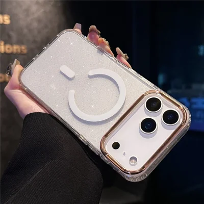Til iPhone 17 Pro Case Kompatibel med MagSafe PC + TPU + Akryl Anti-drop IMD Telefonbeskyttelse - Hvid