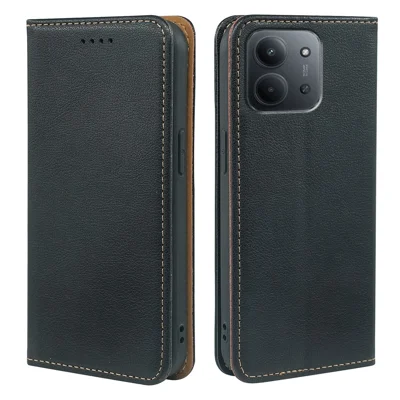 For Xiaomi Redmi 15C 5G (EU) (173mm) / 15C 4G (EU) (173mm) Case Wallet RFID Blocking Leather Phone Cover Strong Magnetic Closure - Black