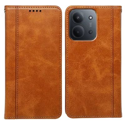 For Xiaomi Redmi 15C 4G (Global) (171mm) / Poco C85 4G (171mm) Case Hidden Magnetic Closure Calf Texture Leather Phone Cover - Yellow