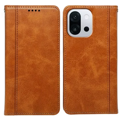 For OnePlus 13T 5G Case Hidden Magnetic Closure Calf Texture Leather Phone Cover - Yellow