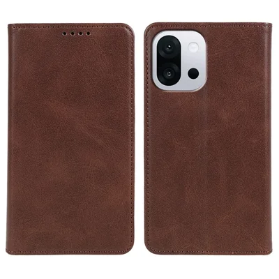 For OnePlus 13T 5G Case Strong Magnetic PU Leather Phone Cover Calf Texture - Brown