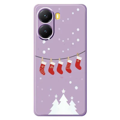 For Xiaomi Redmi Turbo 4 5G  /  Poco X7 Pro 5G Case Christmas Stockings Pattern Printing Straight Edge TPU Phone Back Cover - Purple