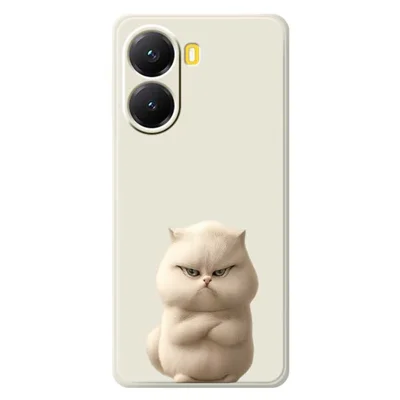 For Xiaomi Redmi Turbo 4 5G  /  Poco X7 Pro 5G Case Angry Cat Pattern Printing Straight Edge TPU Phone Back Cover - Beige