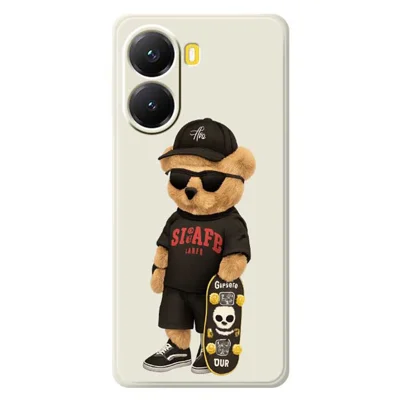 For Xiaomi Redmi Turbo 4 5G  /  Poco X7 Pro 5G Case Cool Bear Pattern Printing Straight Edge TPU Phone Back Cover - Beige