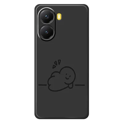 For Xiaomi Redmi Turbo 4 5G  /  Poco X7 Pro 5G Case Stick Figure Pattern Printing Straight Edge TPU Phone Back Cover - Black
